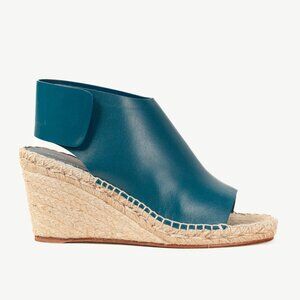 Celine Blue Leather Wedge Espadrilles